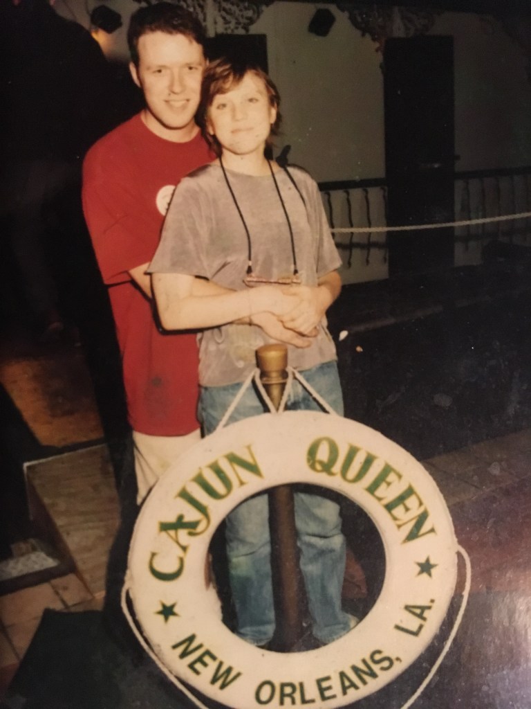 This is the photo I used to carry in my wallet, from our first vacation together back in 1998. It is the actual image referenced in a culminating scene in Act VI. 